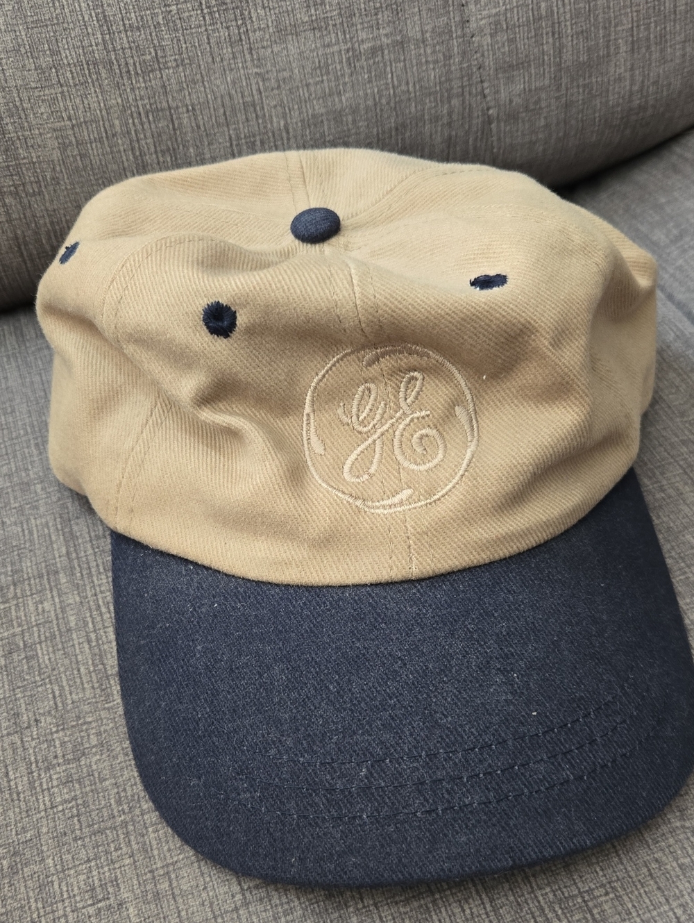 GE Two-Tone Baseball Cap - Khaki & Navy
